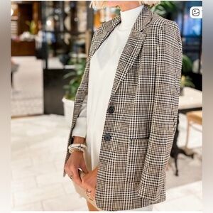 Treasure & Bond Plaid Blazer sz Large black/pink/white NWT never worn